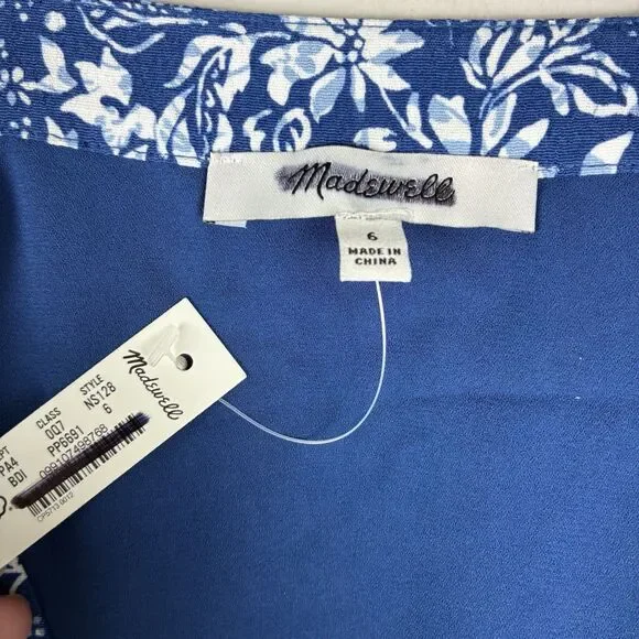 Madewell Tiered Dress Ditsy Floral Navy Womans Sz 6 Boho Beachy NWT - Picture 8 of 9